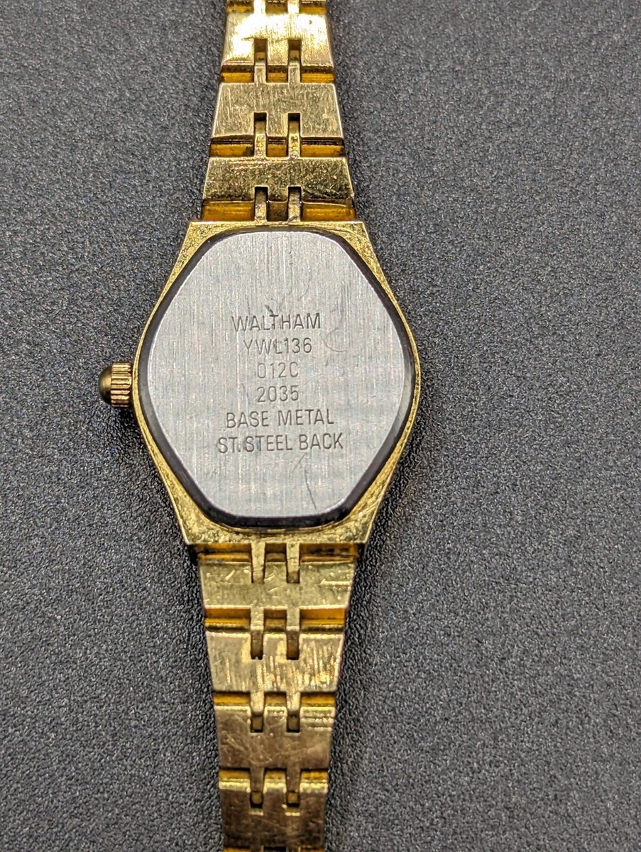 Waltham Diamond Quartz Ladies Watch Gold Tone Black Dial | eBay 