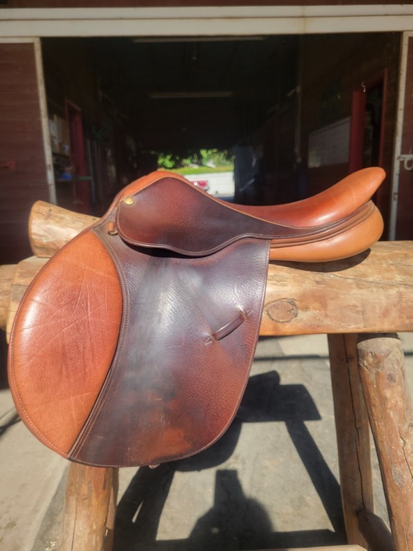 Pessoa French Chamont Hunt Seat (Jumping) Saddle 17" Medium Tree Long Flap Wool 