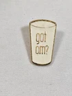VTG "Got Om" Milk Glass Pin Odyssey Of The Mind OOTM OM Pin