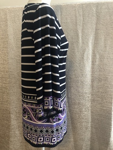 Ladies Coco Bianco Navy Stripe/Multicolor Stretch Top Size S - Picture 3 of 9