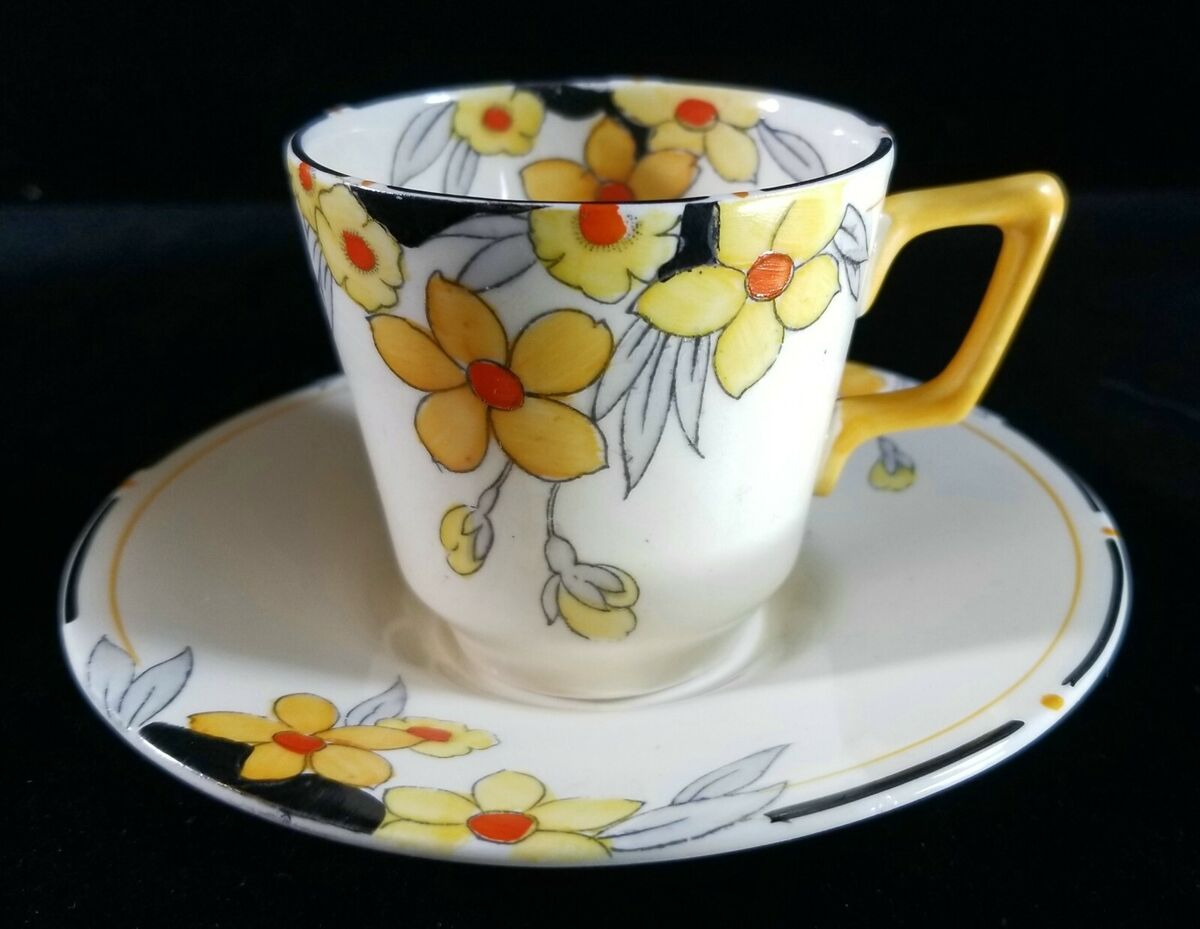 Vintage English Crown Ducal Tea Or Coffee Set Sunburst Vintage English Crown Ducal Tea Or Coffee Set Sunburst