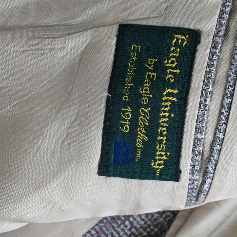 Chaqueta Blazer Abrigo Deportivo De Colección Eagle University 42L Gris Suave Tweed Lana Para Hombre Foto 4 de 4