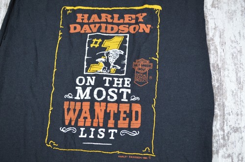 Vintage Harley Davidson T-shirt Small VTG 80s Most Wanted List 1980s - Picture 2 of 5