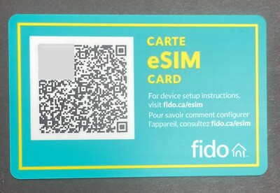 Fido eSim e sim e-sim LTE/4G/3G Wireless Postpaid Mobile Emailed To You.