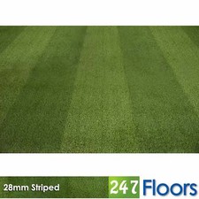 Striped 28mm Realistic Artificial Grass, Natural Look Garden Lawn Turf 4m Wide