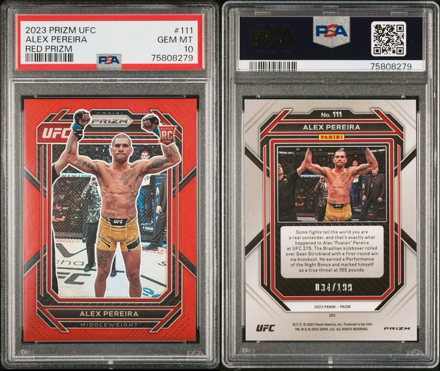 2023 Panini Prizm UFC - Red Prizm #111 Alex Poatan Pereira /199 (RC) rookie