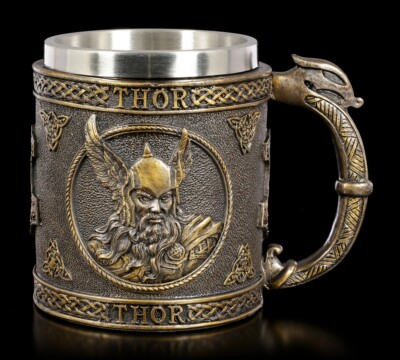 Thor Krug - Nordischer Gott - Fantasy Trinkbecher Krug Deko