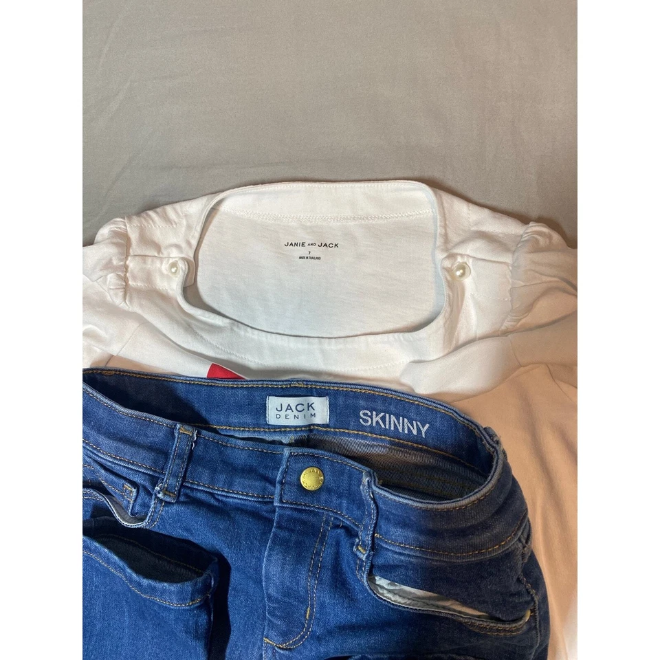 Janie и Jack длинным рукавом Топ / Jack джинсовой ткани узкие джинсы оба размера 7 (комплект) - Изображение 4 из 4