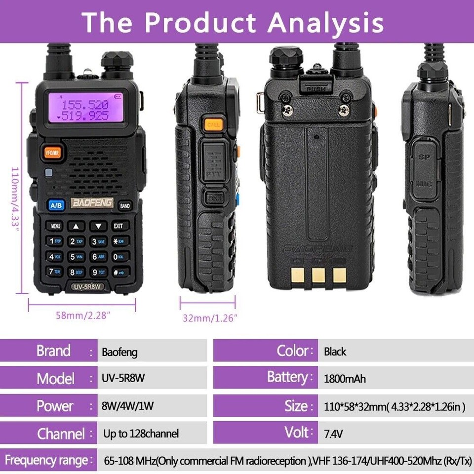 Baofeng UV5R Upgraded Legal Version Dual Band Walkie Talkies Two Way