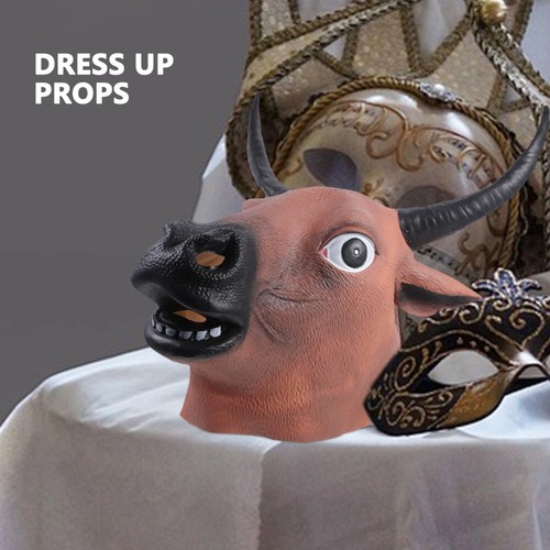 Masquerade Halloween Latex Fancy Cow Head Mask Prank party Cosplay Costume Props - Picture 11 of 20