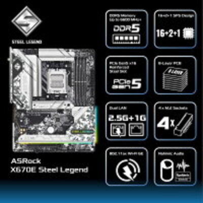 ASRock Motherboard X670E Steel Legend AMD Ryzen 7000 Series CPU