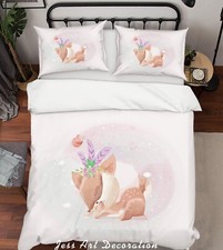 3D Deer Butterfly Cartoon Kids Quilt Cover Set Duvet Cover Bedding Pillowcases