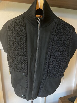 Tory Burch Womens Souring Macrame Vest 100% Merino Wool Size XS  SOLD OUT 