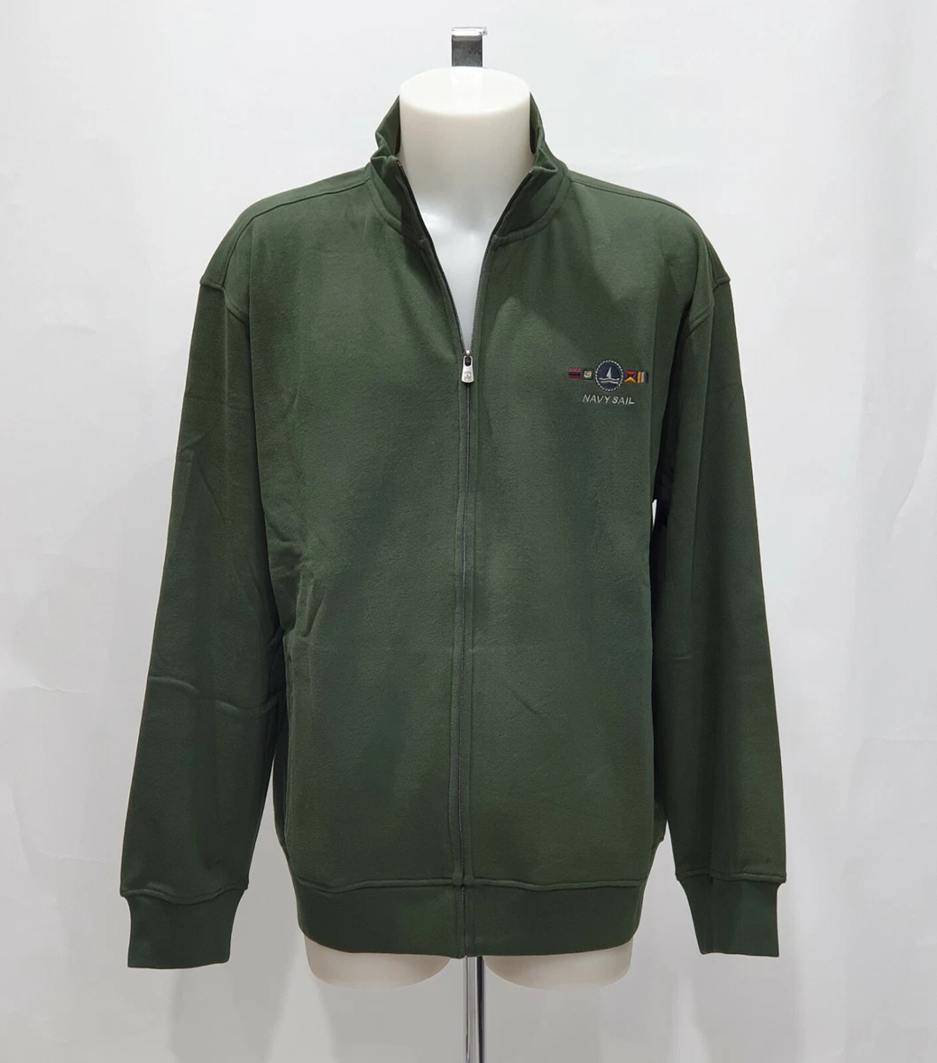 Felpa Navy Sail Navigare Verde con Zip e Tasche Grandi Taglie
