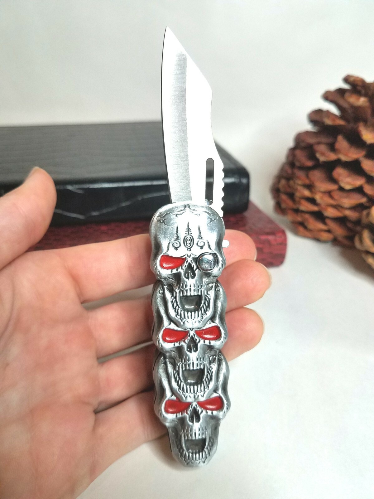 Refillable Novelty Butane Cigarette Lighter Folding Knife Unique Punk Goth Skull eBay