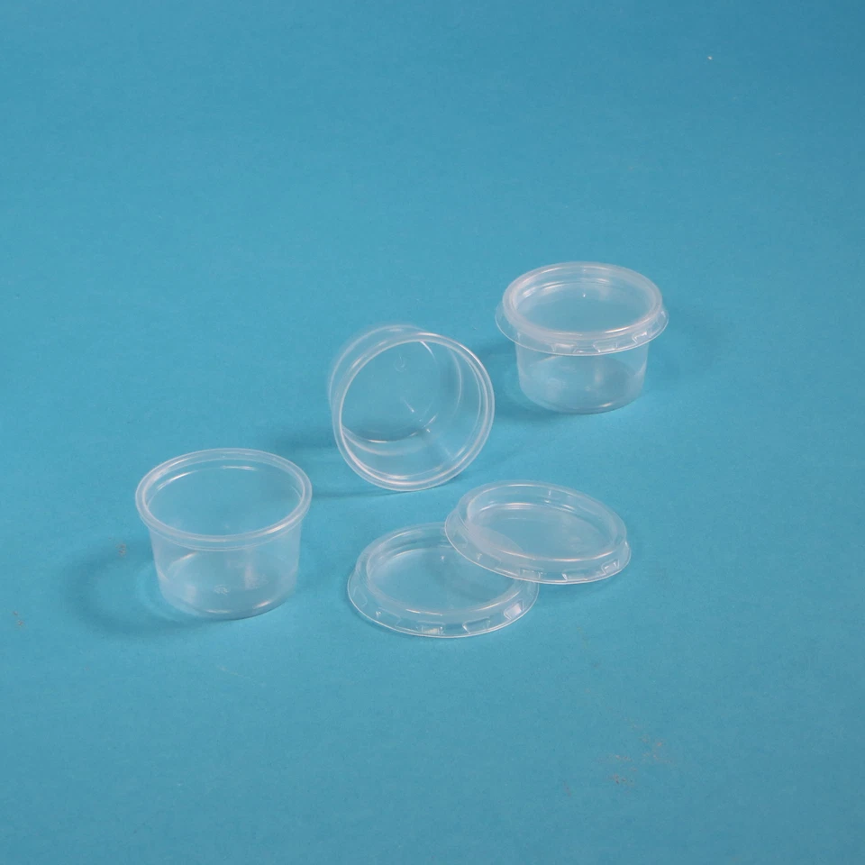 500 Dressingbecher Buttercup f. Dips Soßen Wasabibecher rund klar 30ml m. Deckel