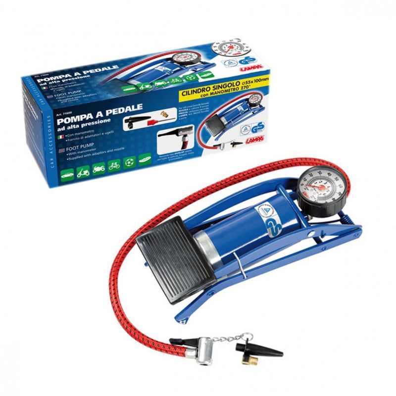 LAMPA Bomba inflador de pie con manómetro para bicicleta GSV-TUV