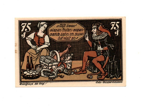75 PFENNIG AUNC EMERGENCY ISSUED NOTE FROM GERMANY/BRAUNSCHWEIG 1921 TYPE 3