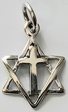 Star of David with Cross Pendant 925 Sterling Silver Multi-Religion