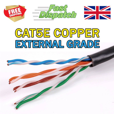 305M CAT5e UTP Gel Gefüllt Kupfer Extern Outdoor Netzwerk Kabel Rolle Box Schwarz