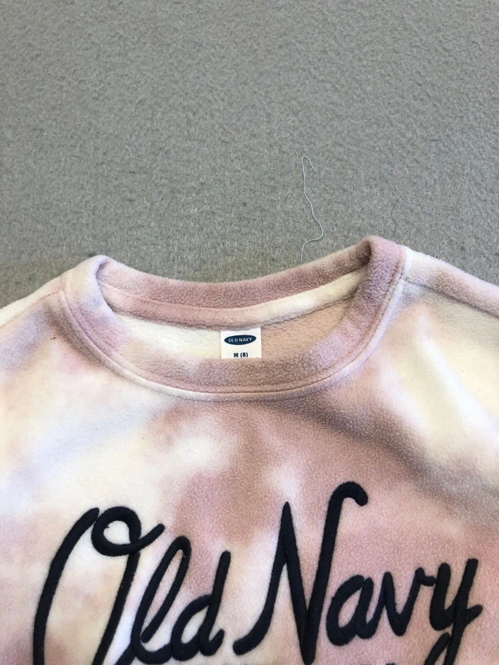 Старый темно-молодежь девочки средний/8 толстовка розовый/белый галстук краситель флис пуловер - Изображение 3 из 4