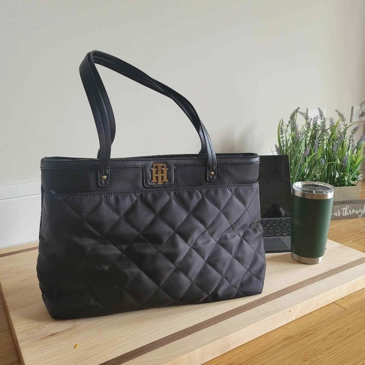 Tommy Hilfiger Quilted tote bag Black eBay