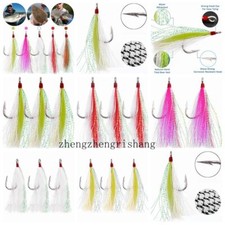 5 Color Dressed Bucktail Teaser Flies Fishing Hook Sea Bass Fluke Cod Plugs Rigs
