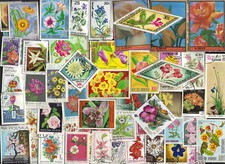 400  All Different Flowers on STAMPS, A HUGE COLL