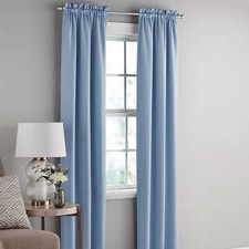 Mainstays Solid Blackout Curtain Panel Pair, Set of 2, Blue Quartz, 30  W x 84  L