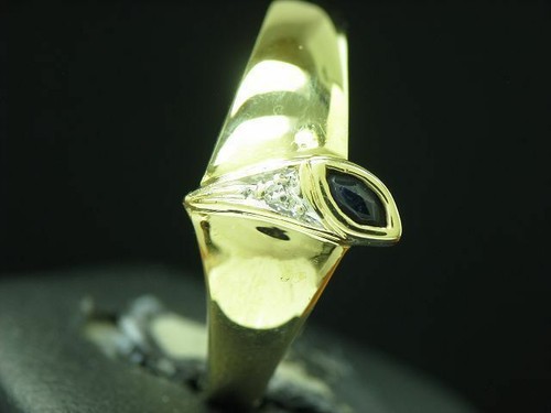 14kt 585 Anillo Oro Amarillo con Diamante & 0,10ct Espinela - Imagen 5 de 6