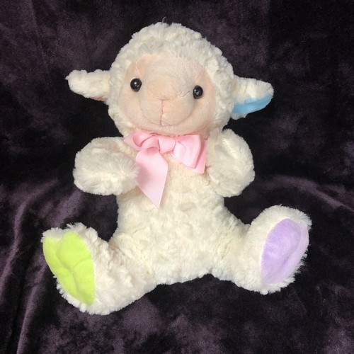Peluche pasquale avorio bambino agnello pecora pastello orecchie piedi peluche Kelly giocattolo 10" - Foto 8 di 8