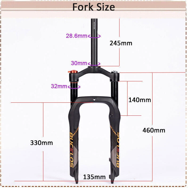 NEW BUCKLOS 20*4.0" MTB Air Suspension Fat Fork Snow/Electric Bike Forks Disc QR - Image 4 of 4