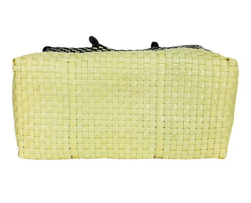 Vintage Yellow Brown Mexican Woven Basket Handbag Purse Tote Bag - Picture 9 of 9