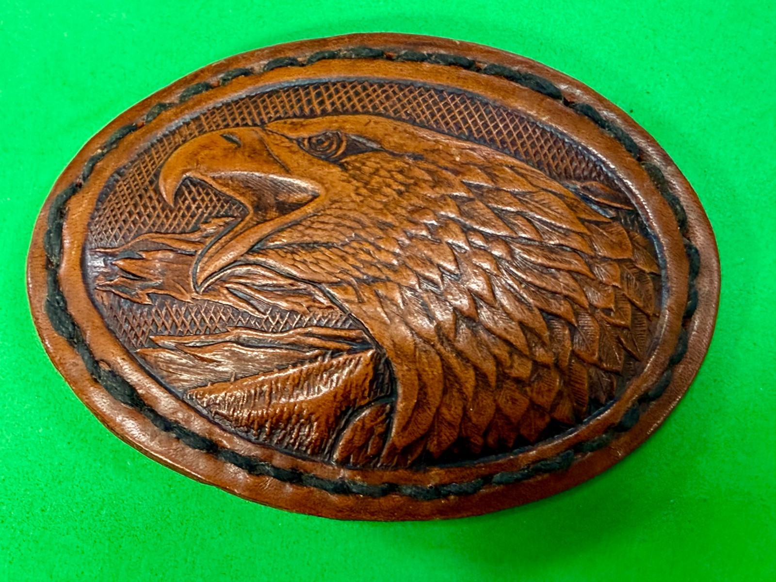Attacking Bald Eagle Head Embossed on Brown Leath… - image 15