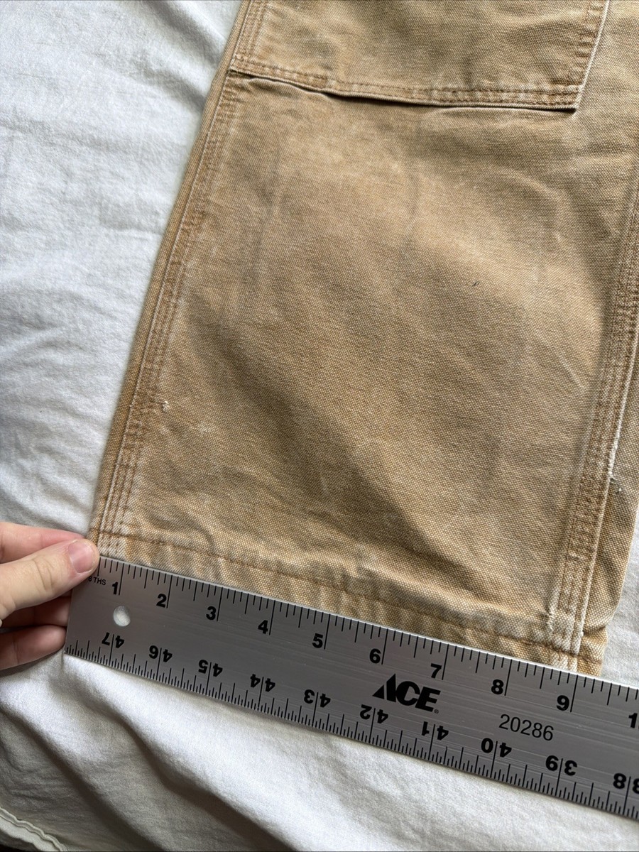 Carhartt B01 Double Knee Canvas Work Distressed Pants Brown USA