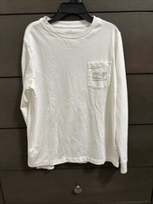 Vineyard Vines Kids Long Sleeve T-shirt Small 8-10 Whale Logo White 100 Cotton
