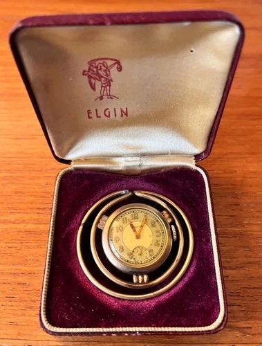 Elgin antique clip on watch with box
