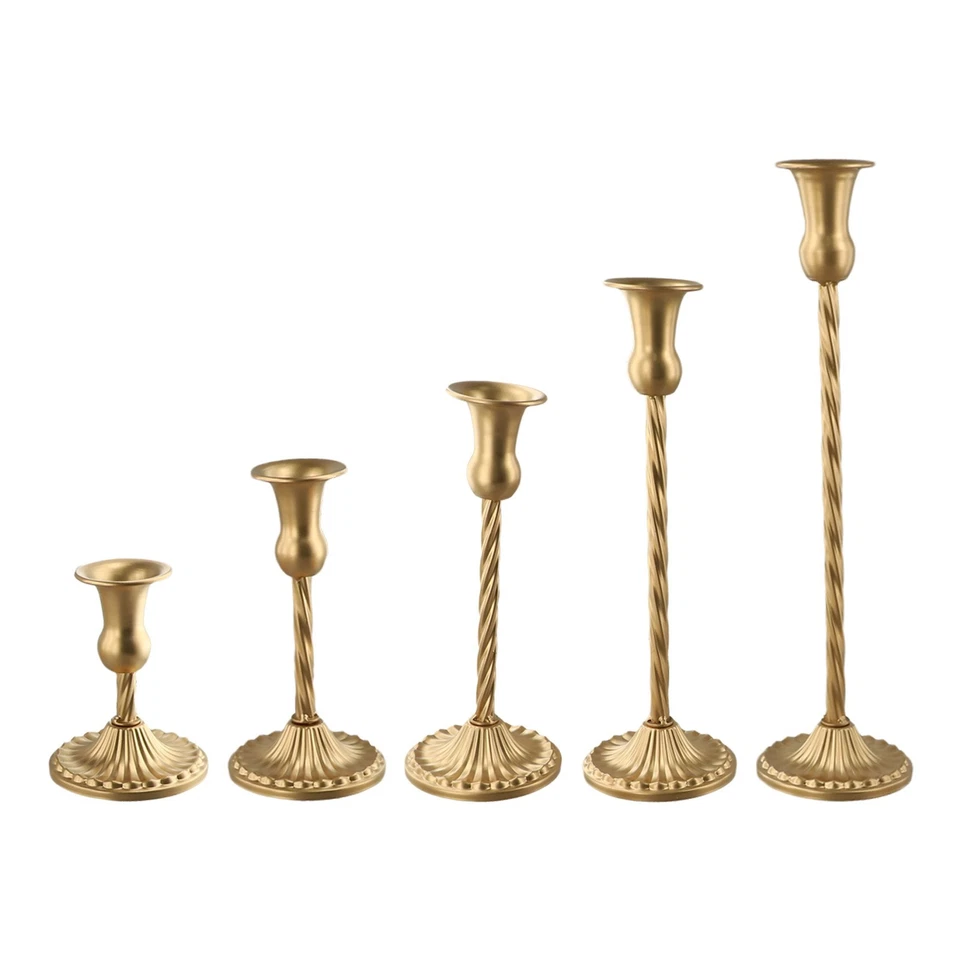 Sleek and Modern Vintage Style Taper Candle Holders in Sturdy Construction - Image 2 of 4