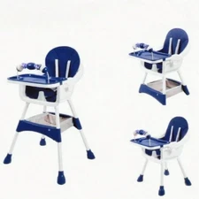 Portable 2-in-1 Baby High Chair w/ Removable Dual Tray, 5-Point Harness & Storag