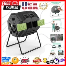 42 Gal Tumbling Composter - Durable Galvanized Steel & Visible Thermometer