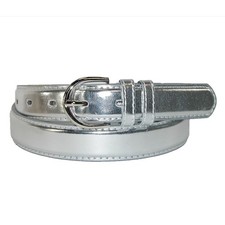 CTM Women's Metallic Leather Dress Belt 1 1/8 Inch