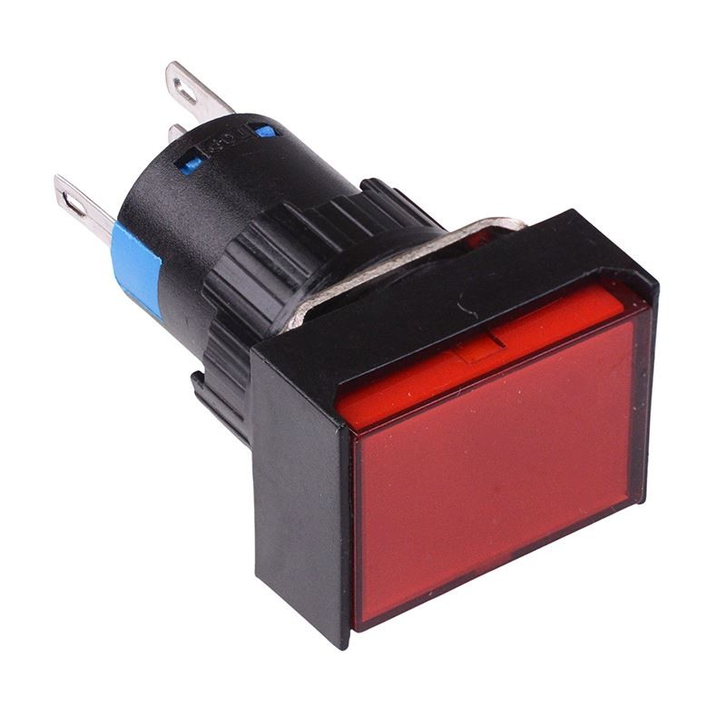 Red Rectangle Latching 16mm Push Button Switch NO/NC 230V