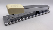 Vtg Markwell Desk Mate Stapler Chrome with White Made in USA Works Great