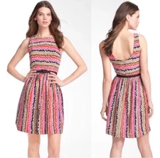 Trina Turk Fiesta Stripe Esperanza Dress Tierra Silk Fit & Flare Size 6 NWOT