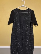 Elie Tahari Dress Women’s Large Black Short Sleeves Round Neck Sheath Zippers