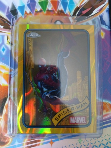Marvel Topps Chrome 2025 Spider Man Yellow Refractor Pack Fresh #101