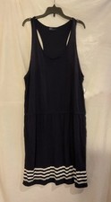 Gap Womens XL Navy Blue Tank Elastic Waist Stripes Sundress NWT Nautical Classic