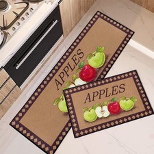 Tayney Apple Home Kitchen Rugs And Mats Non Skid Washable Set 2, Farmhouse