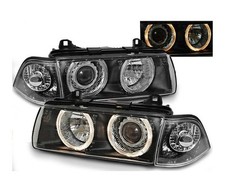 Headlights for BMW E36 1990 1991-1999 Saloon Touring Angel Eyes Black LHD RHD