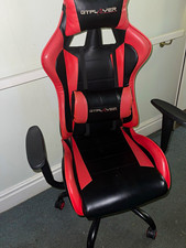 GTPLAYER Red/Black Faux Leather Gaming Office Chair Headrest Lumbar Recline